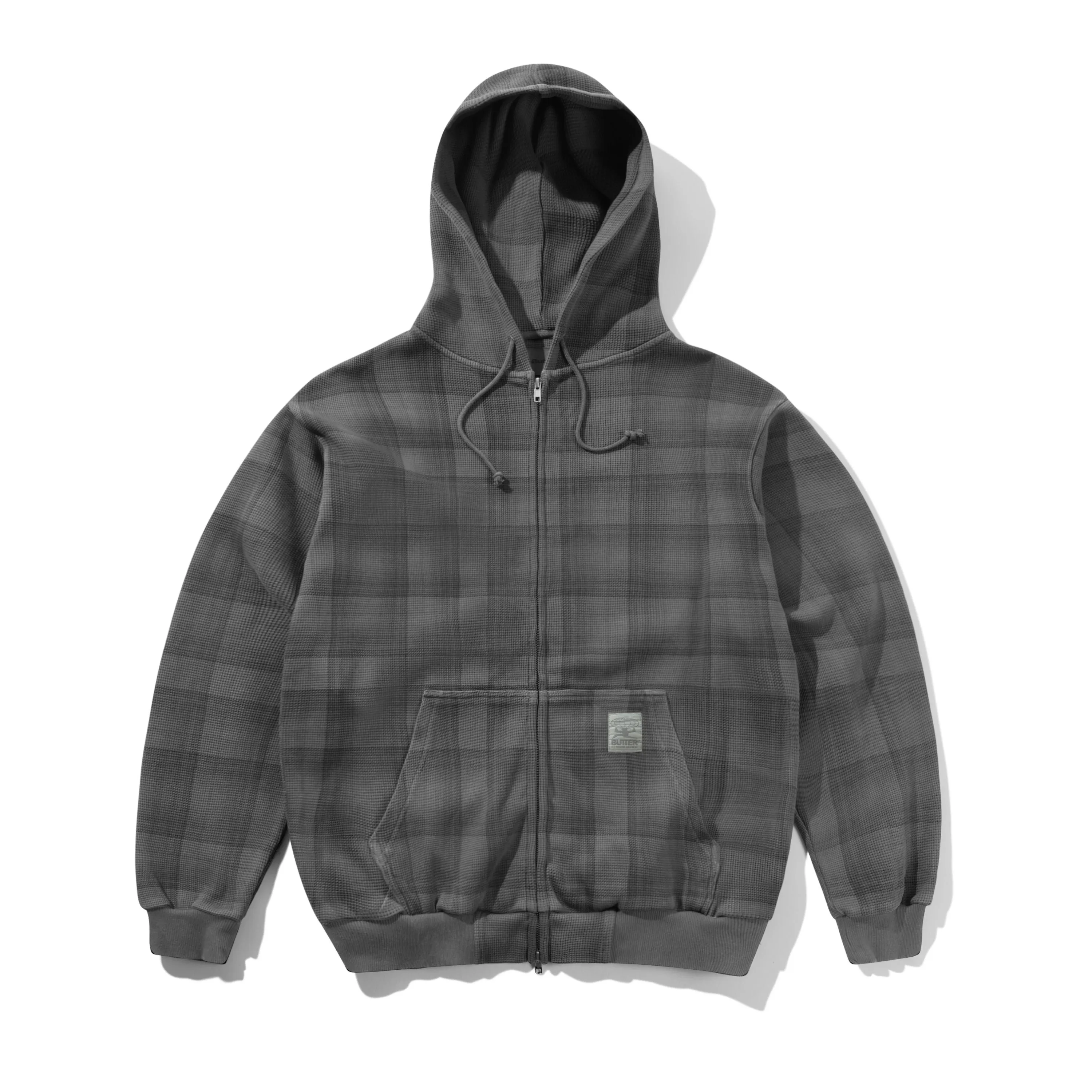 Waffle Zip-Thru Hood, Grey Plaid sold by Butter