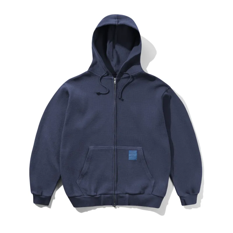 Waffle Zip-Thru Hood, Navy Overdye made by Butter