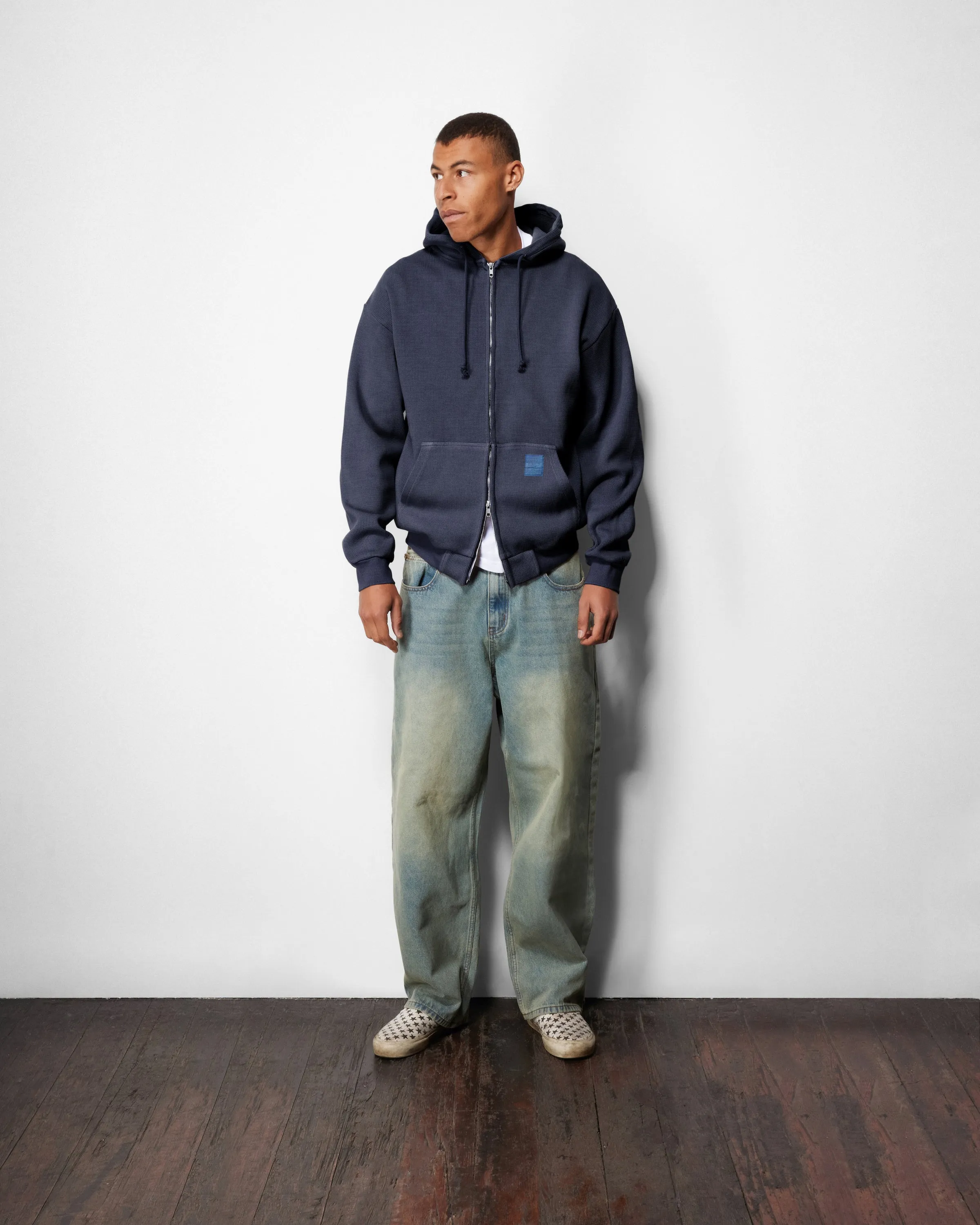 Waffle Zip-Thru Hood, Navy Overdye sold by Butter product image thumbnail 5