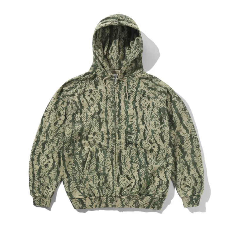 Lowland Camo Zip-Thru Hood, Washed Green made by Butter