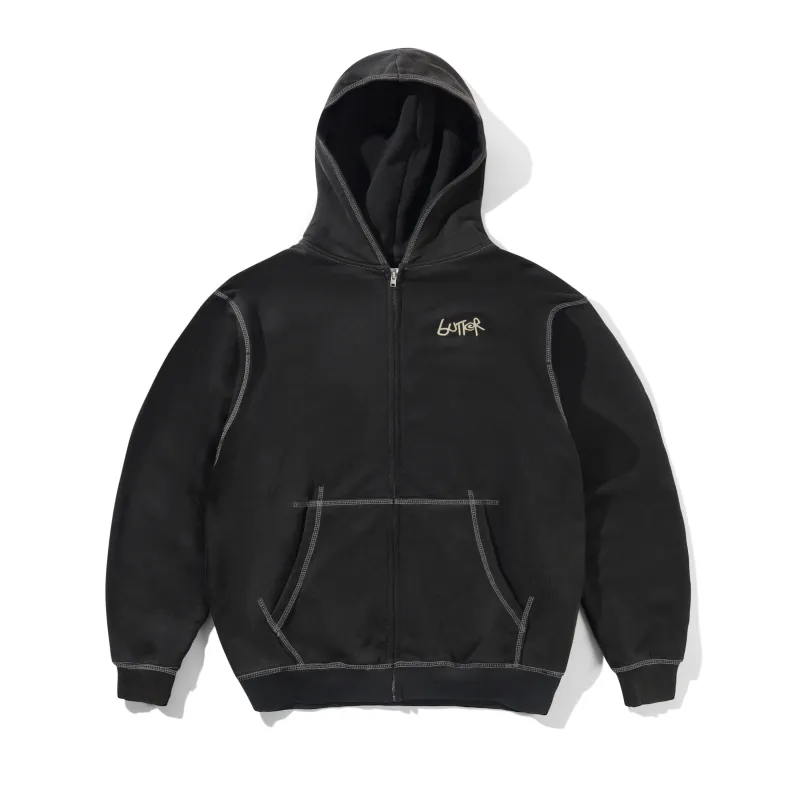 Trail Stitch Zip-Thru Hood, Washed Black made by Butter