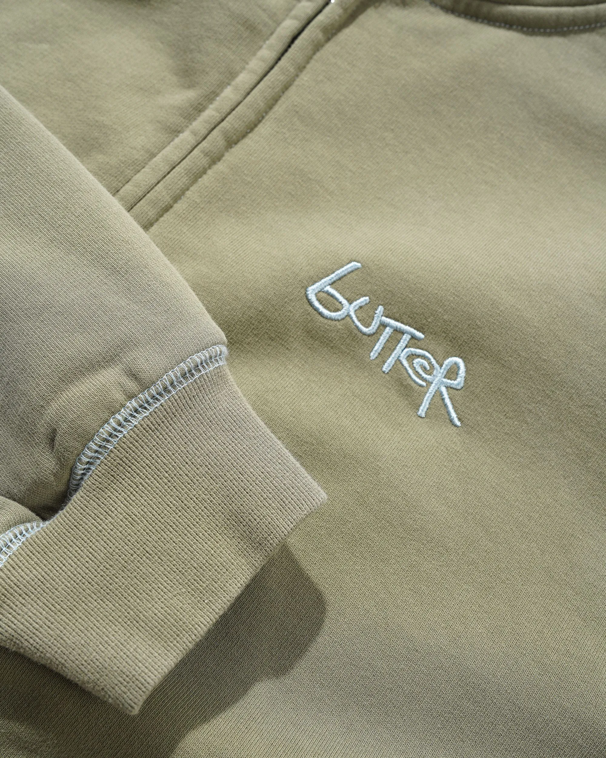 Trail Stitch Zip-Thru Hood, Washed Dull Army sold by Butter product image thumbnail 2