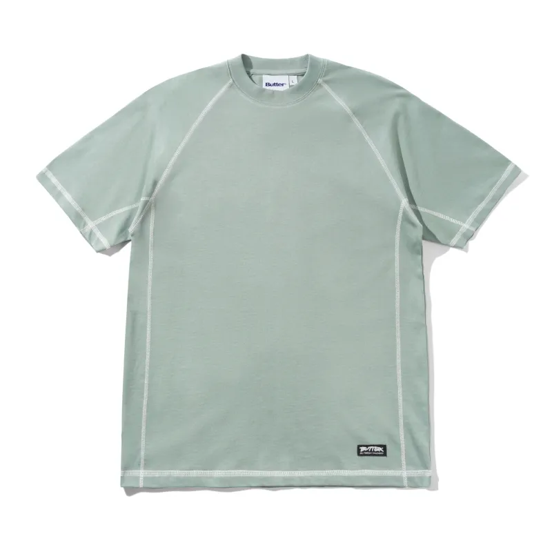 Cliff Contrast Tee, Dull Mint made by Butter