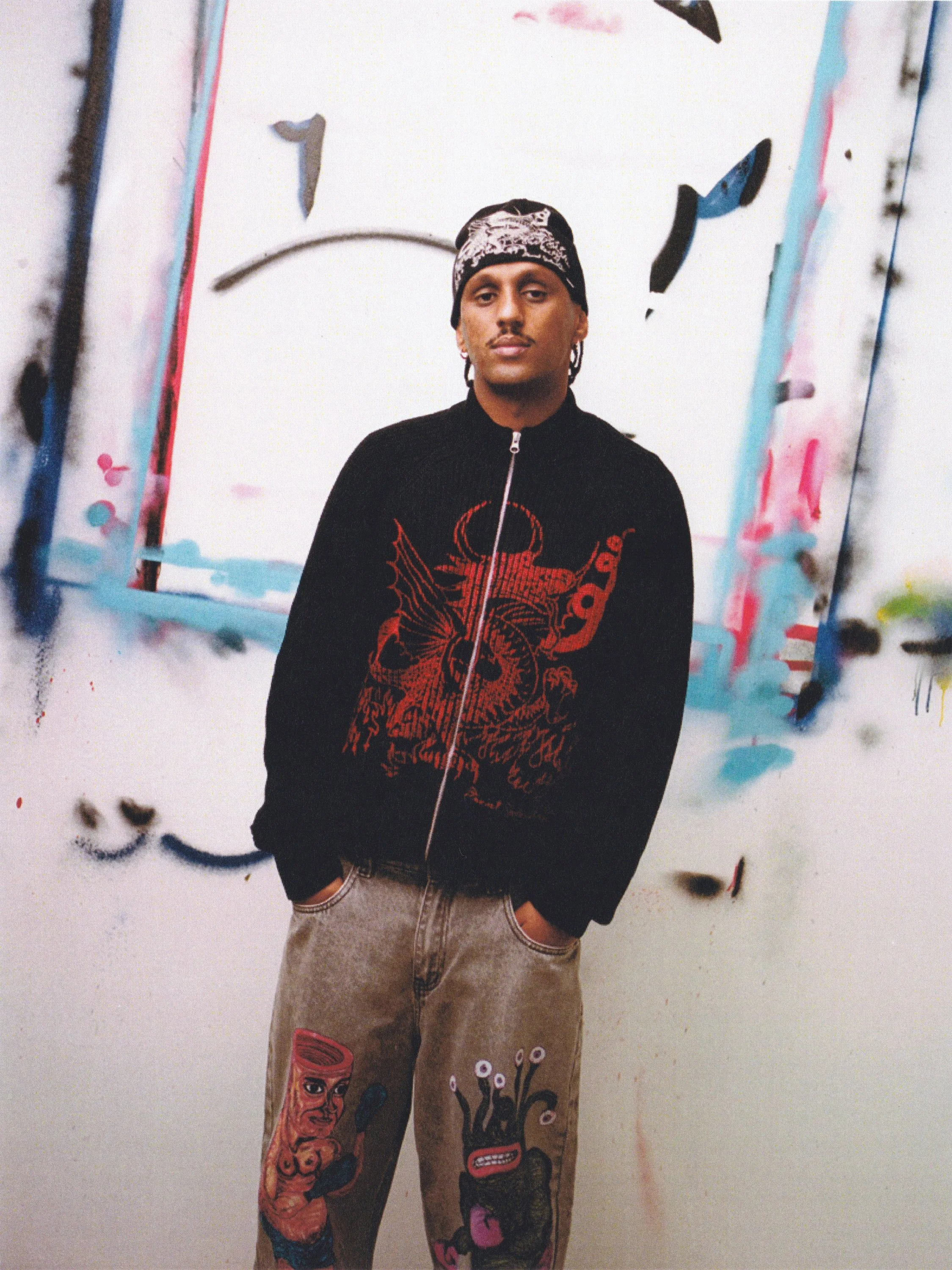 Dragon Knit Zip-Thru Sweater, Black / Red sold by Butter product image thumbnail 3