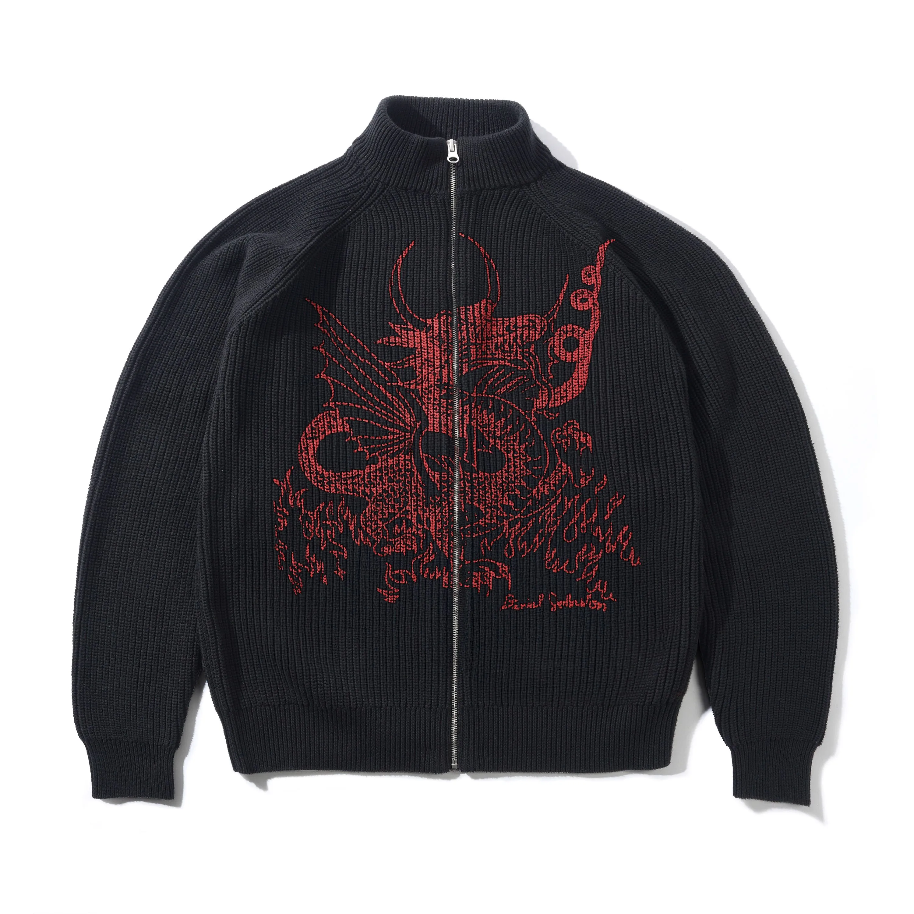 Dragon Knit Zip-Thru Sweater, Black / Red sold by Butter