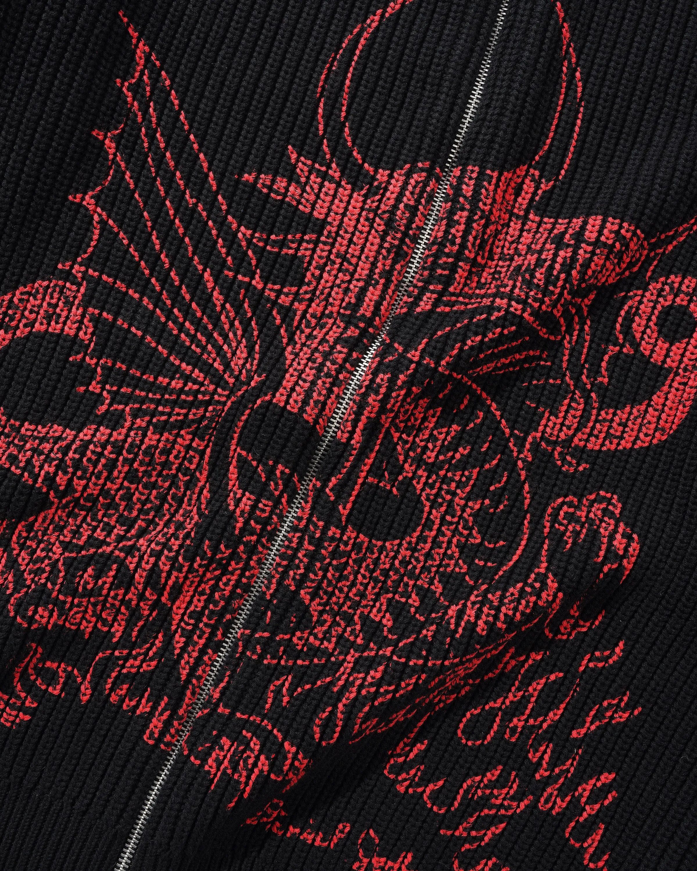 Dragon Knit Zip-Thru Sweater, Black / Red sold by Butter product image thumbnail 4