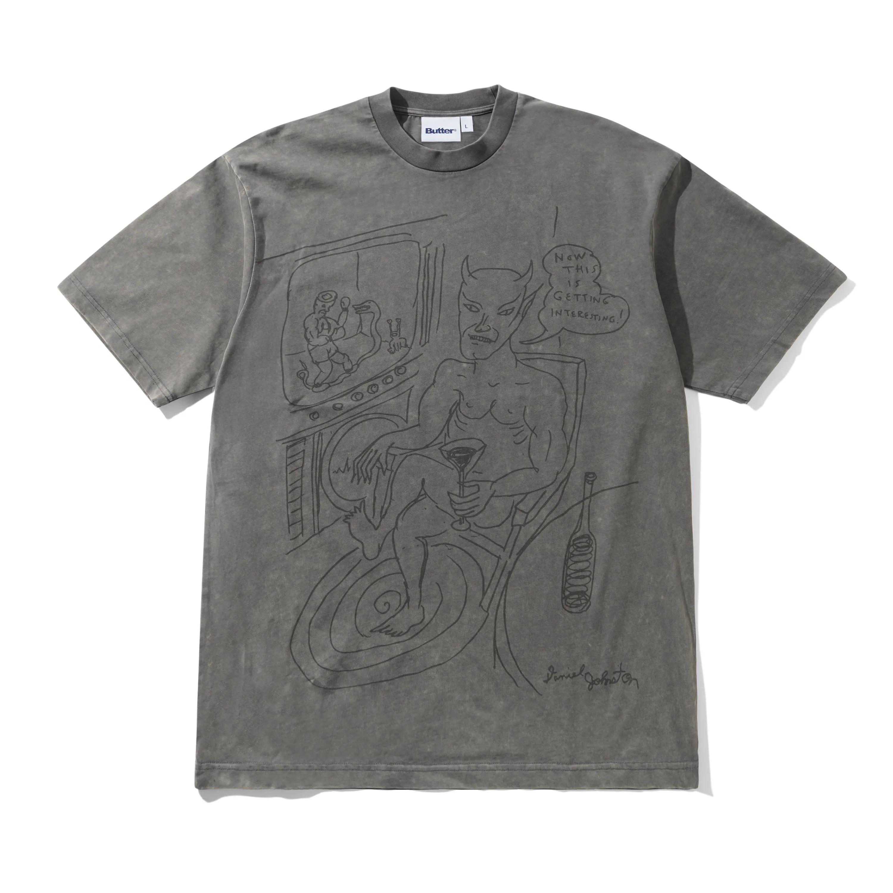 Satan Tee, Black Acid Wash sold by Butter