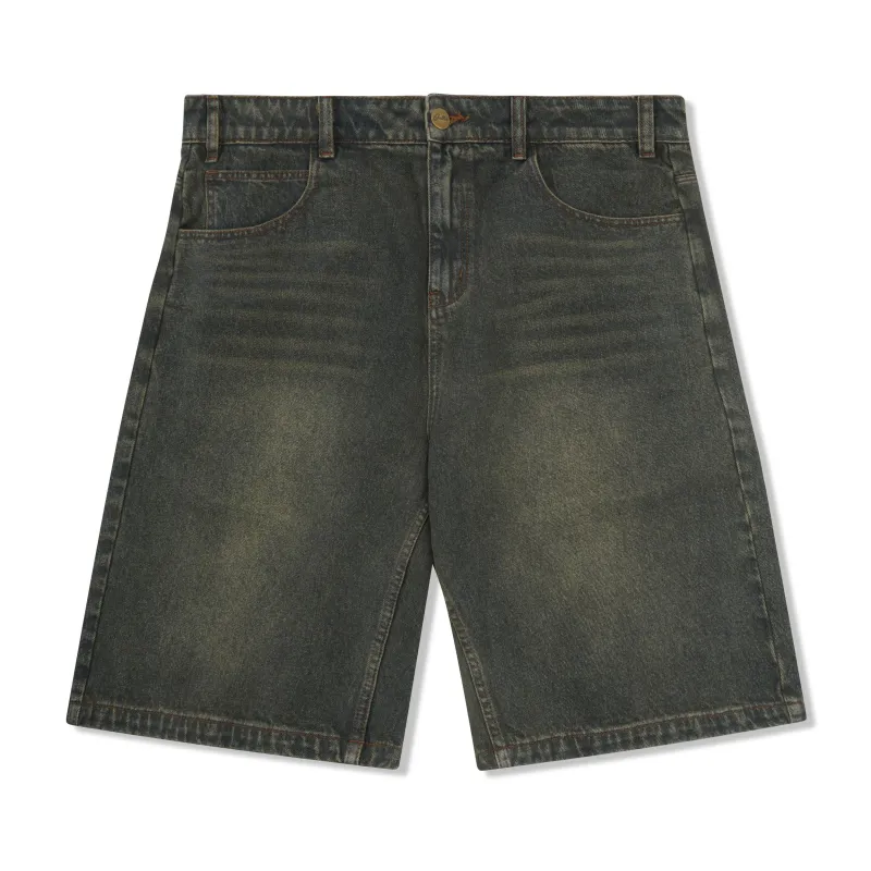 Warped Denim Shorts, Dirty Wash Indigo made by Butter