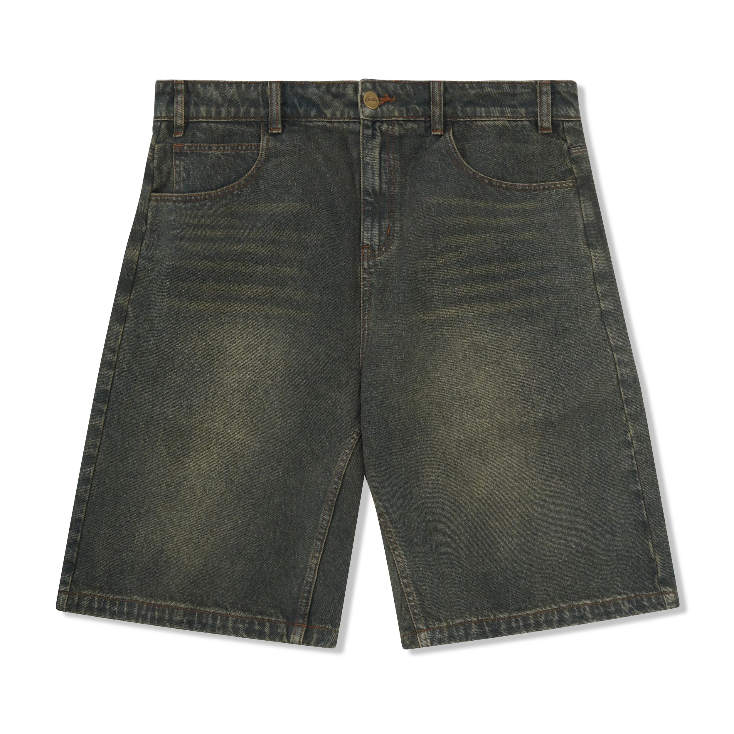 Warped Denim Shorts, Dirty Wash Indigo sold by Butter