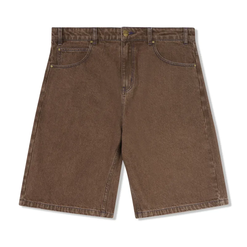 Warped Denim Shorts, Washed Brown made by Butter