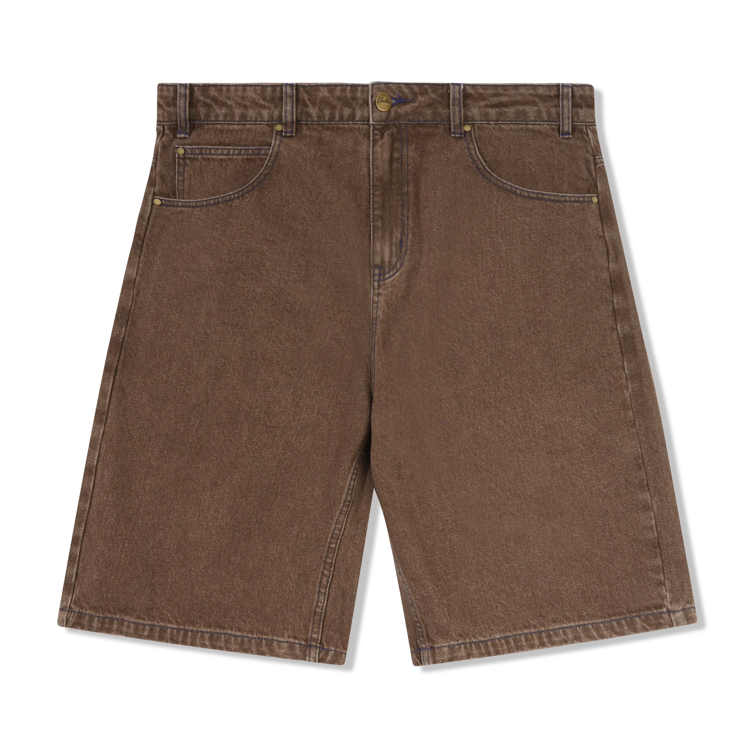 Warped Denim Shorts, Washed Brown sold by Butter