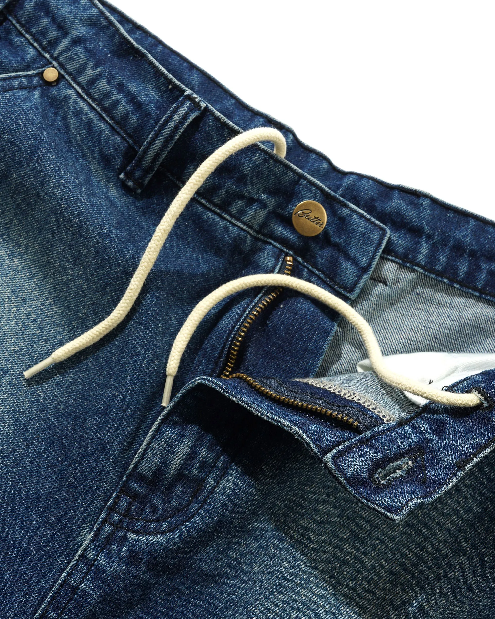 Spike Work Shorts, Distressed Indigo sold by Butter product image thumbnail 3