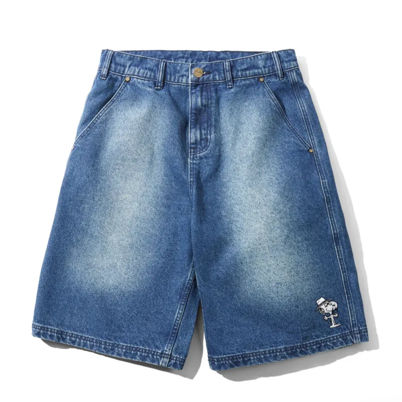 Spike Work Shorts, Distressed Indigo made by Butter
