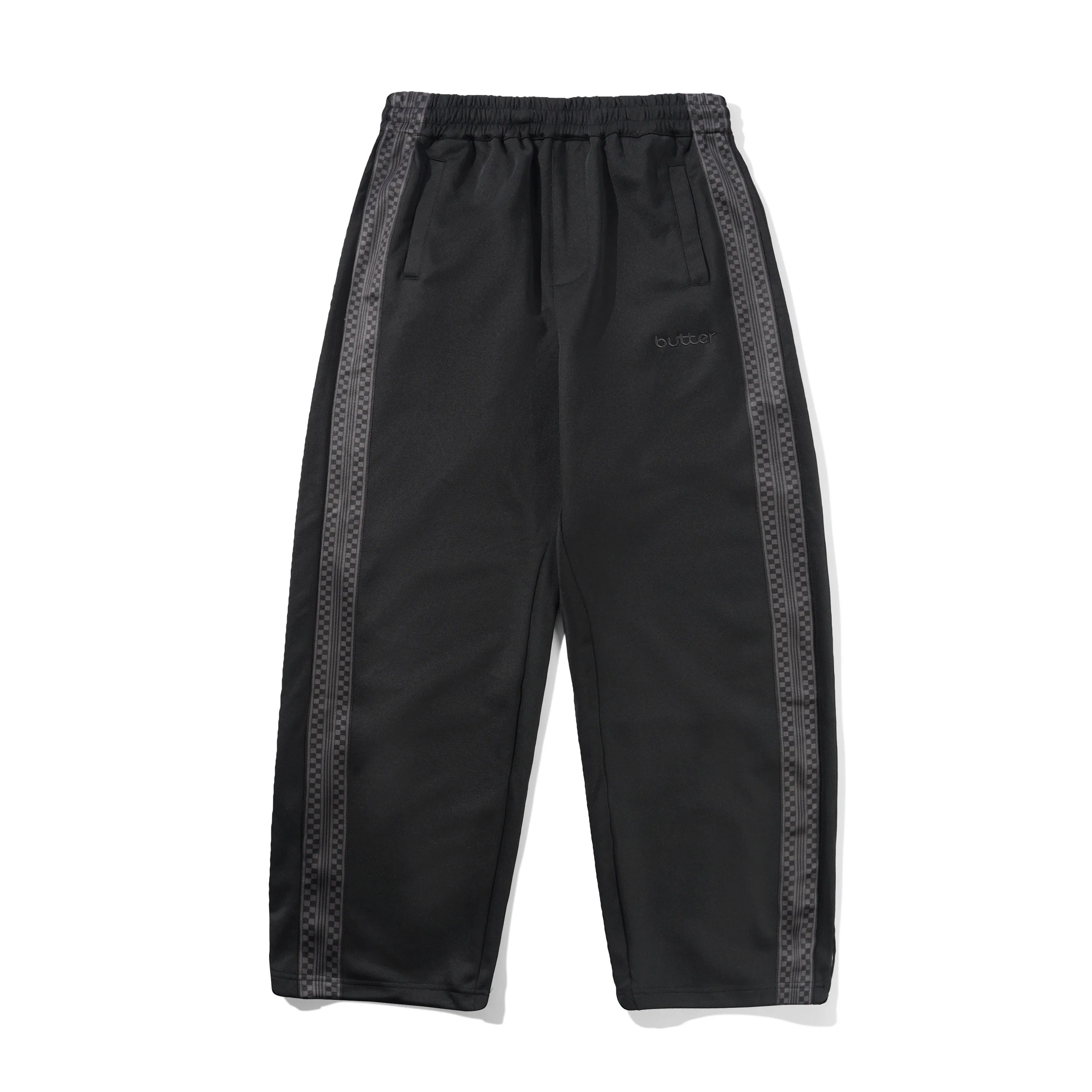 Check Tape Trackpants, Black sold by Butter