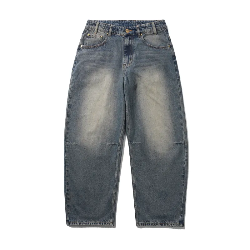 Wide Cut Denim Jeans, Dirty Wash Indigo made by Butter