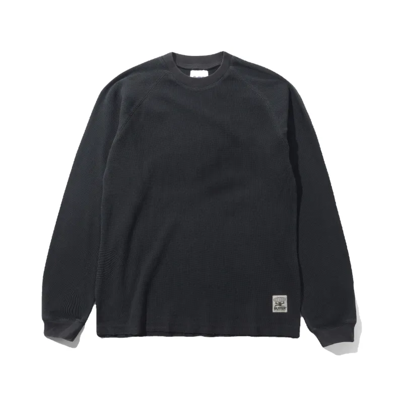 Waffle L/S Top, Washed Black made by Butter