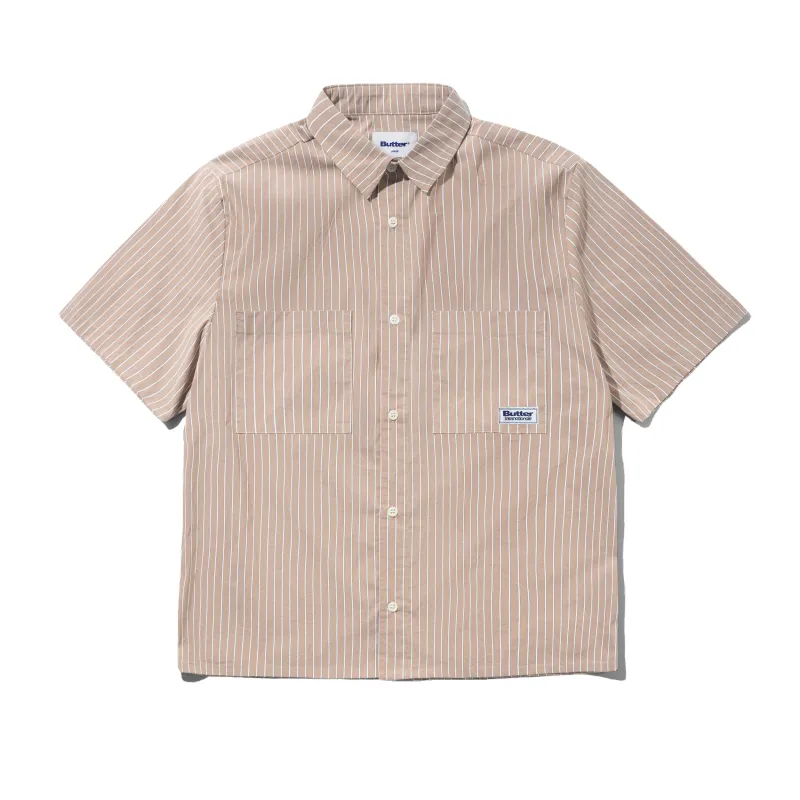 Vertical Stripe S/S Shirt, Tobacco made by Butter