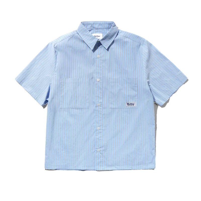 Vertical Stripe S/S Shirt, Sky Blue made by Butter