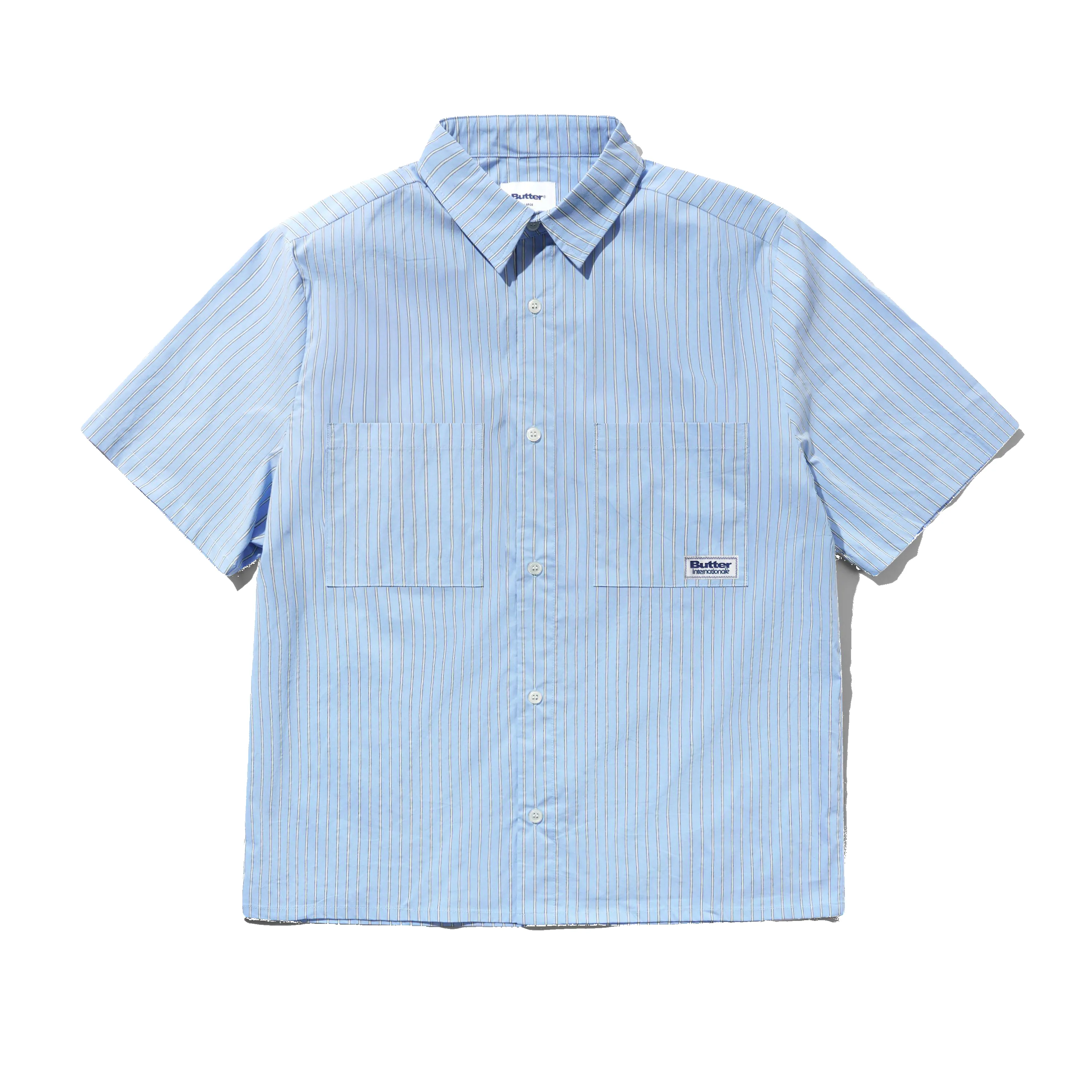 Vertical Stripe S/S Shirt, Sky Blue sold by Butter