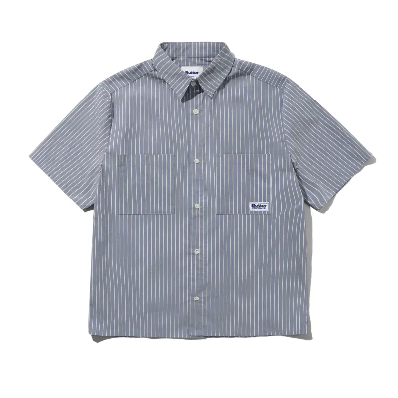 Vertical Stripe S/S Shirt, Stone Blue made by Butter