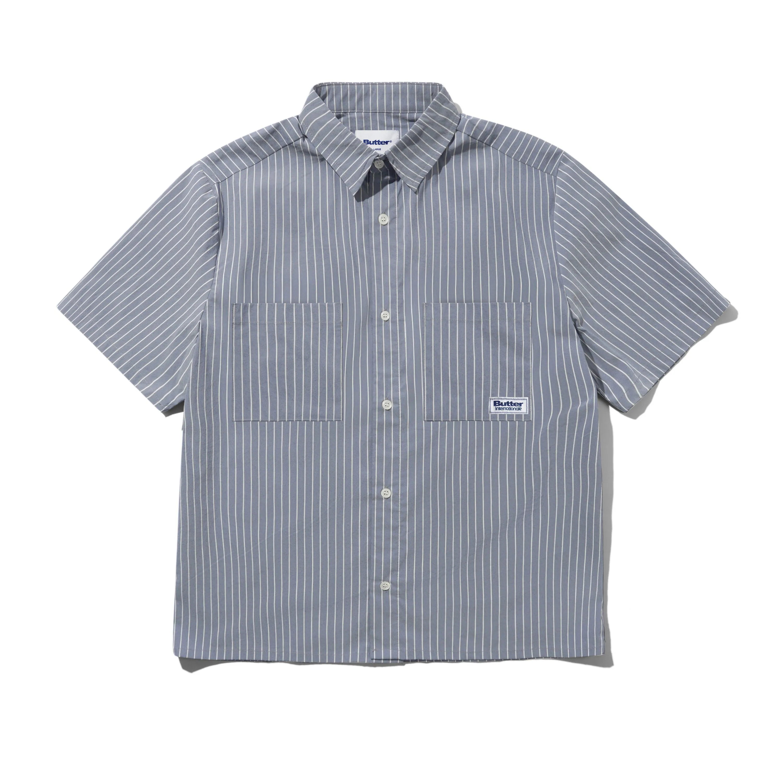 Vertical Stripe S/S Shirt, Stone Blue sold by Butter