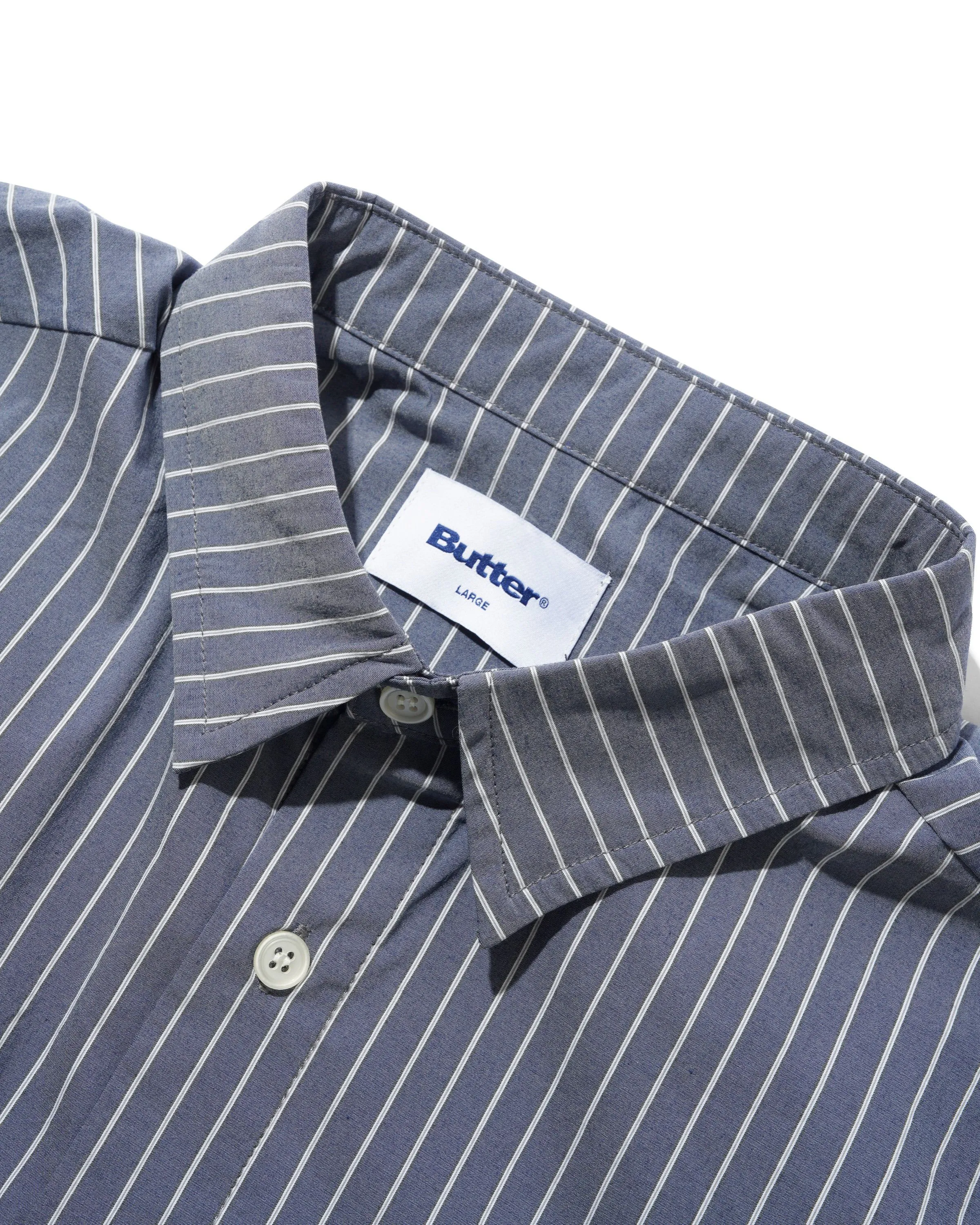 Vertical Stripe S/S Shirt, Stone Blue sold by Butter product image thumbnail 3