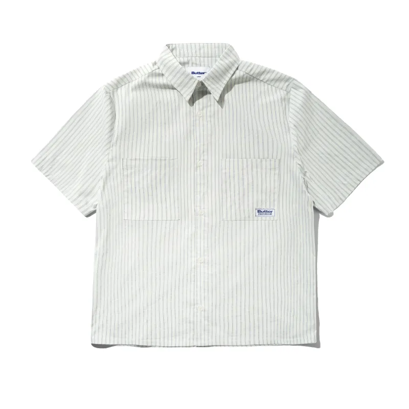 Vertical Stripe S/S Shirt, Dull Mint made by Butter