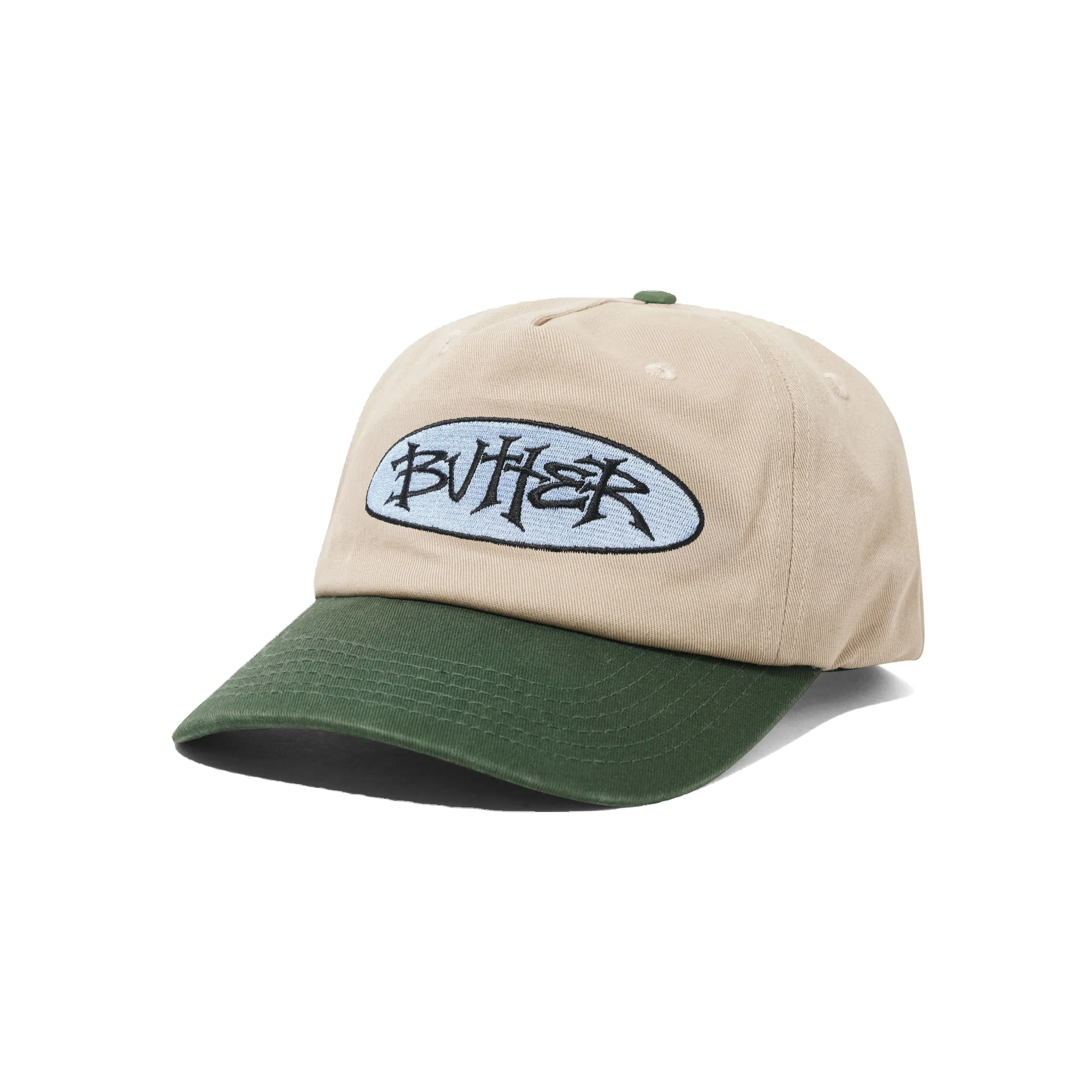 Tide 5 Panel Cap, Washed Tan / Seaweed sold by Butter