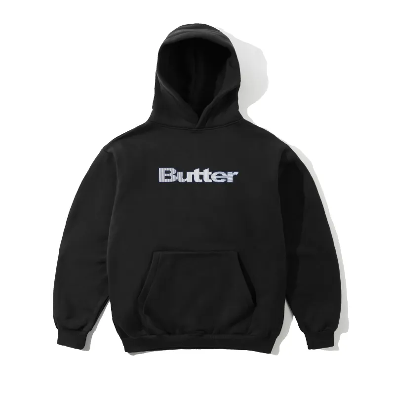 Stripe Logo Applique Pullover Hood, Black made by Butter