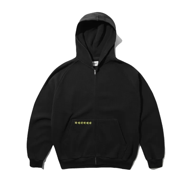 Stars Waffle Zip-Thru Hood, Black made by Butter