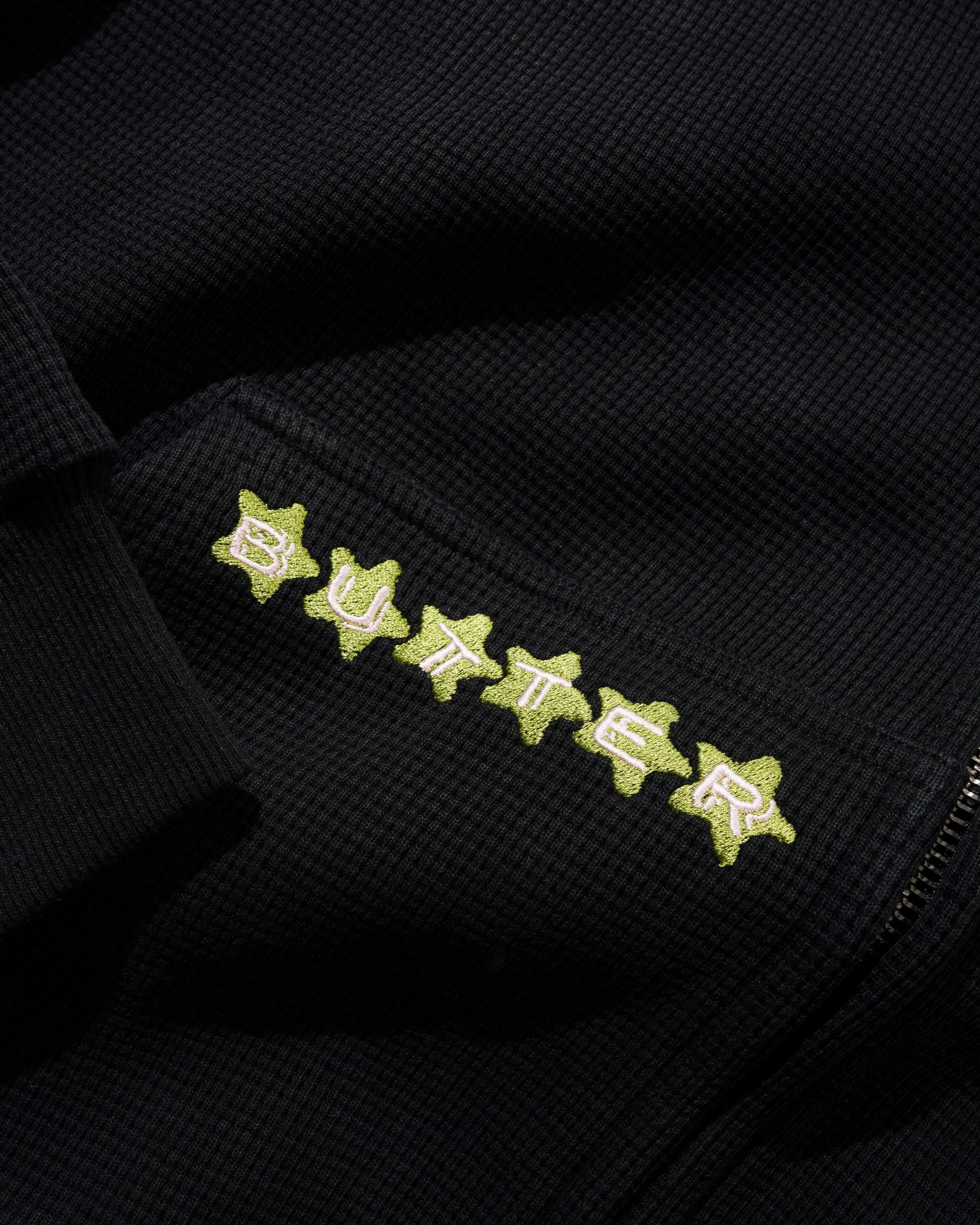 Stars Waffle Zip-Thru Hood, Black sold by Butter product image thumbnail 3