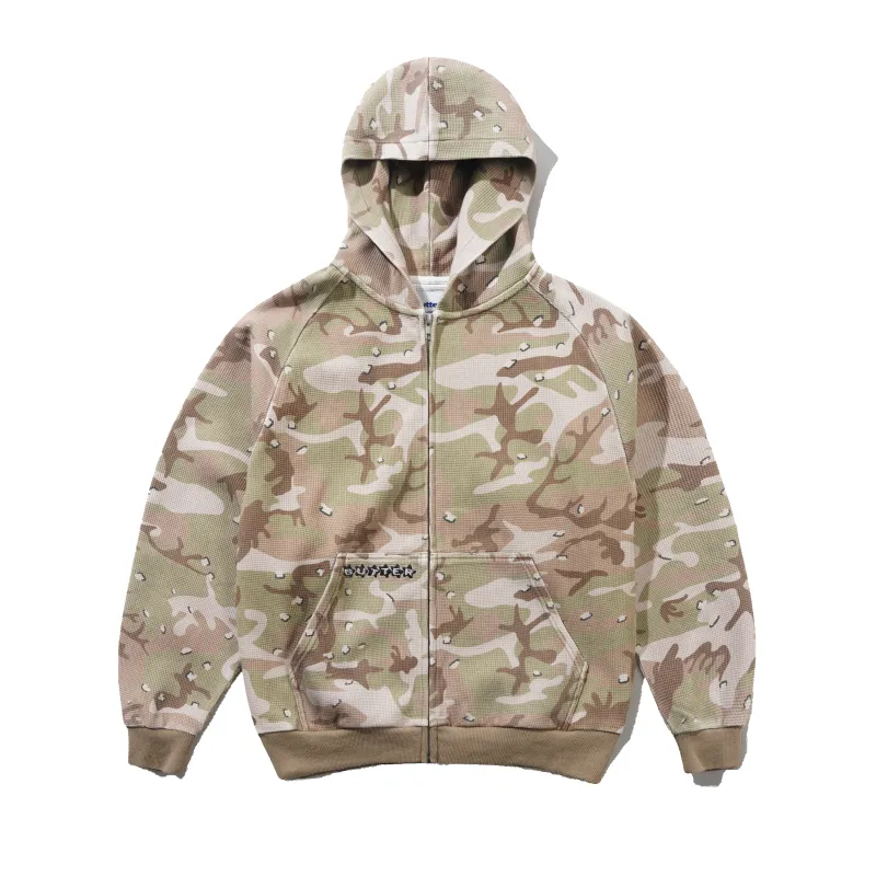 Stars Waffle Zip-Thru Hood, Desert Camo made by Butter