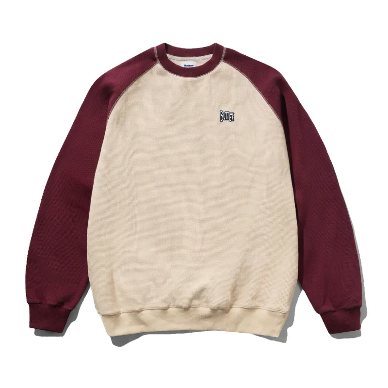 Sketch Waffle Crewneck, Cream / Red made by Butter