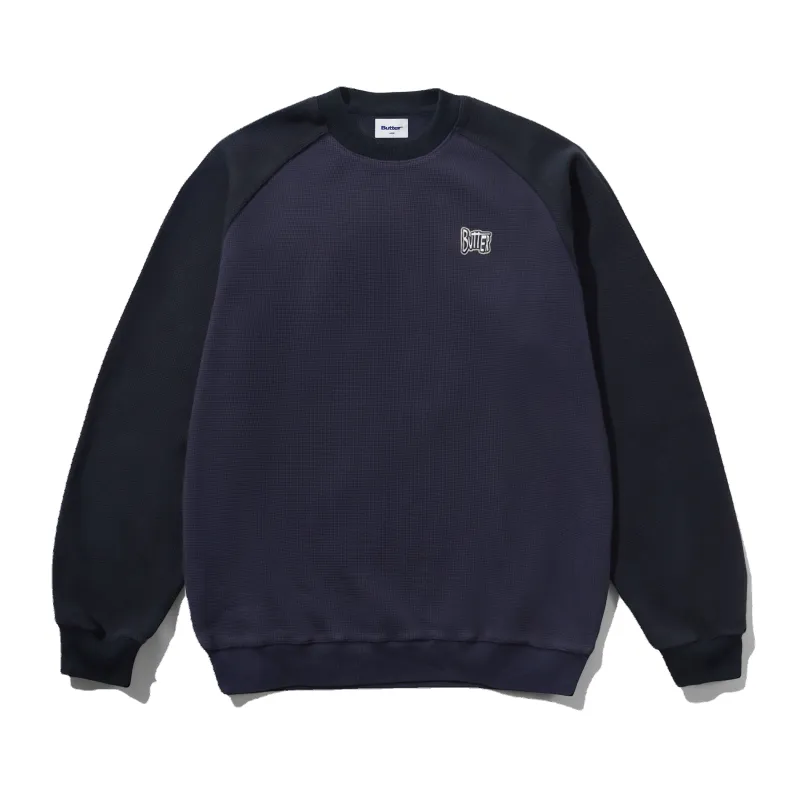 Sketch Waffle Crewneck, Slate / Navy made by Butter