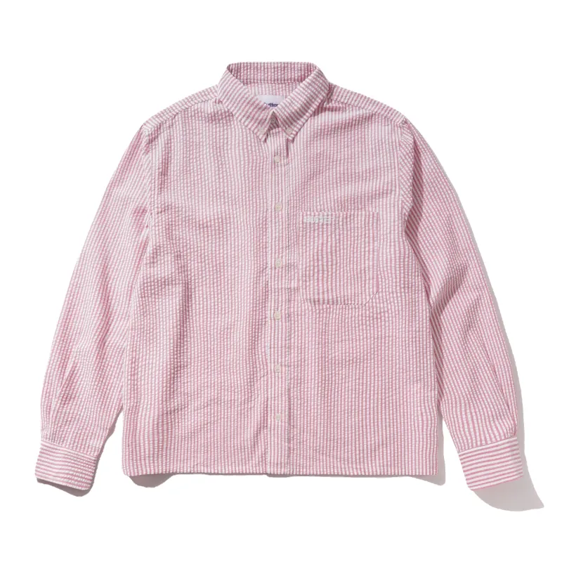 Seersucker Striped Shirt, Red made by Butter