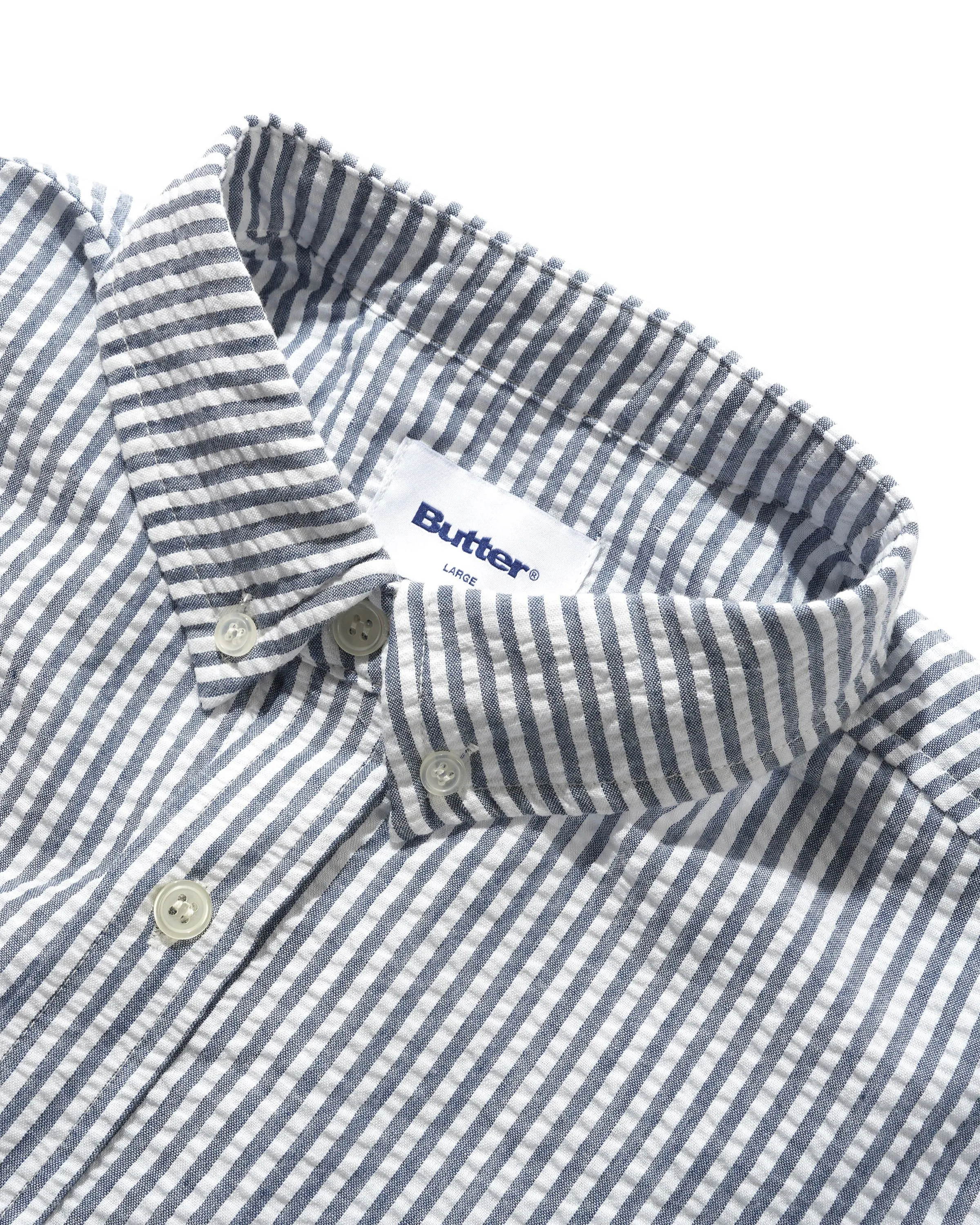 Seersucker Striped Shirt, Navy sold by Butter product image thumbnail 3