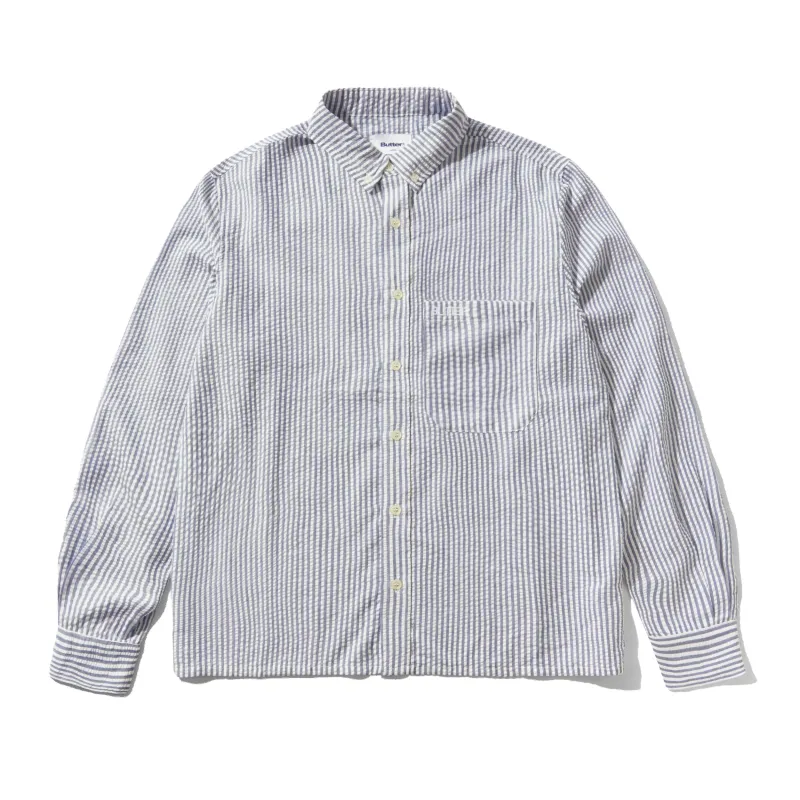 Seersucker Striped Shirt, Navy made by Butter