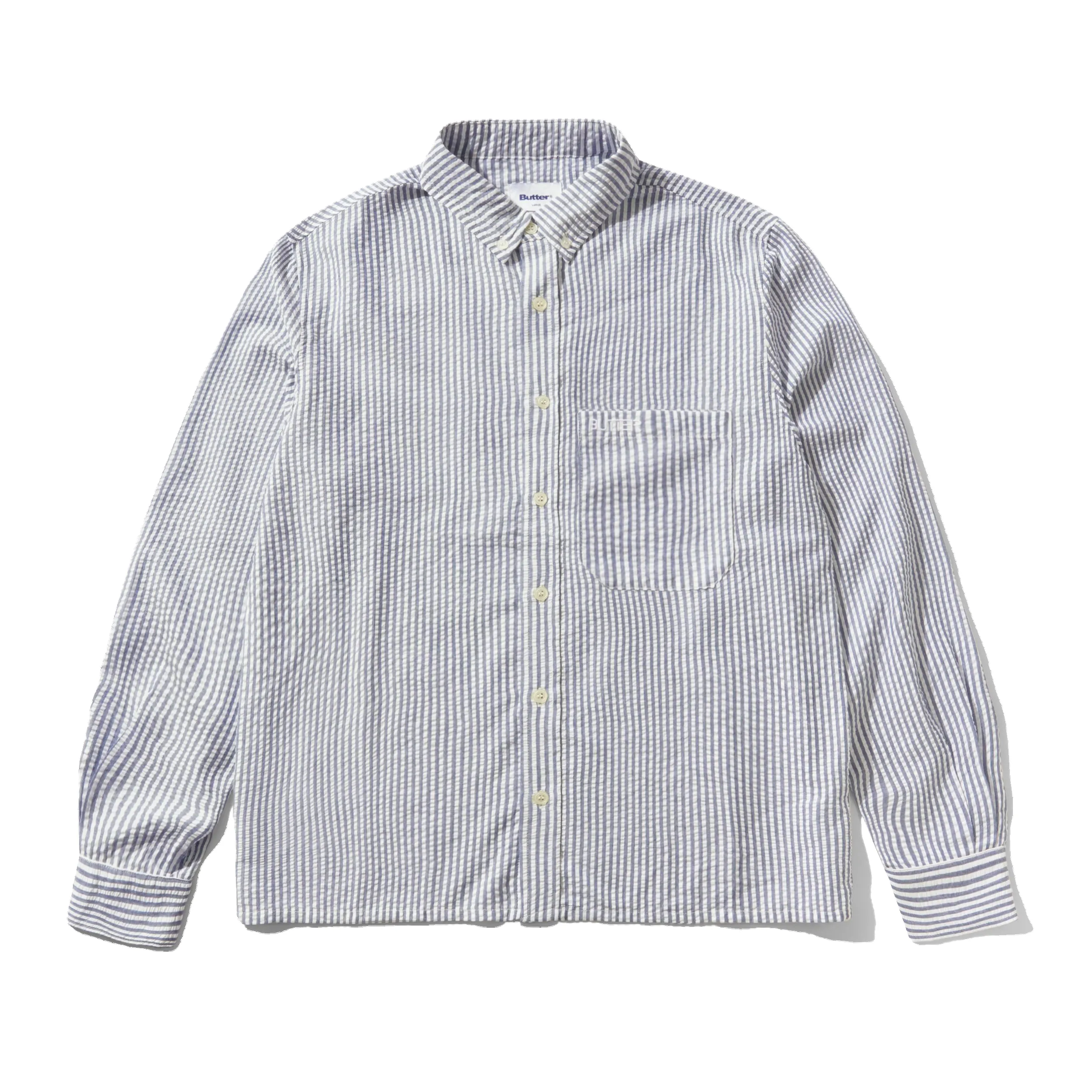 Seersucker Striped Shirt, Navy sold by Butter