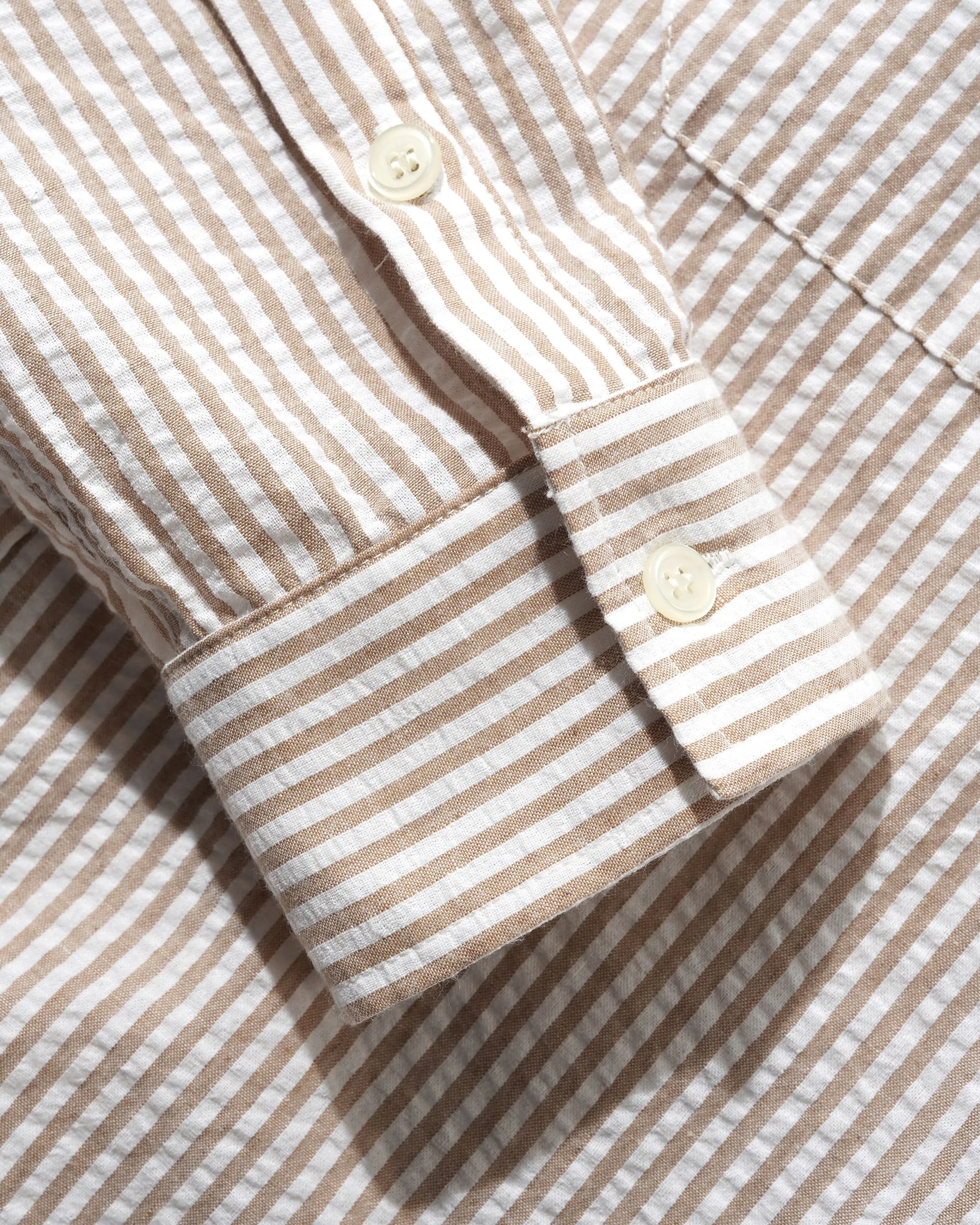 Seersucker Striped Shirt, Brown sold by Butter product image thumbnail 3