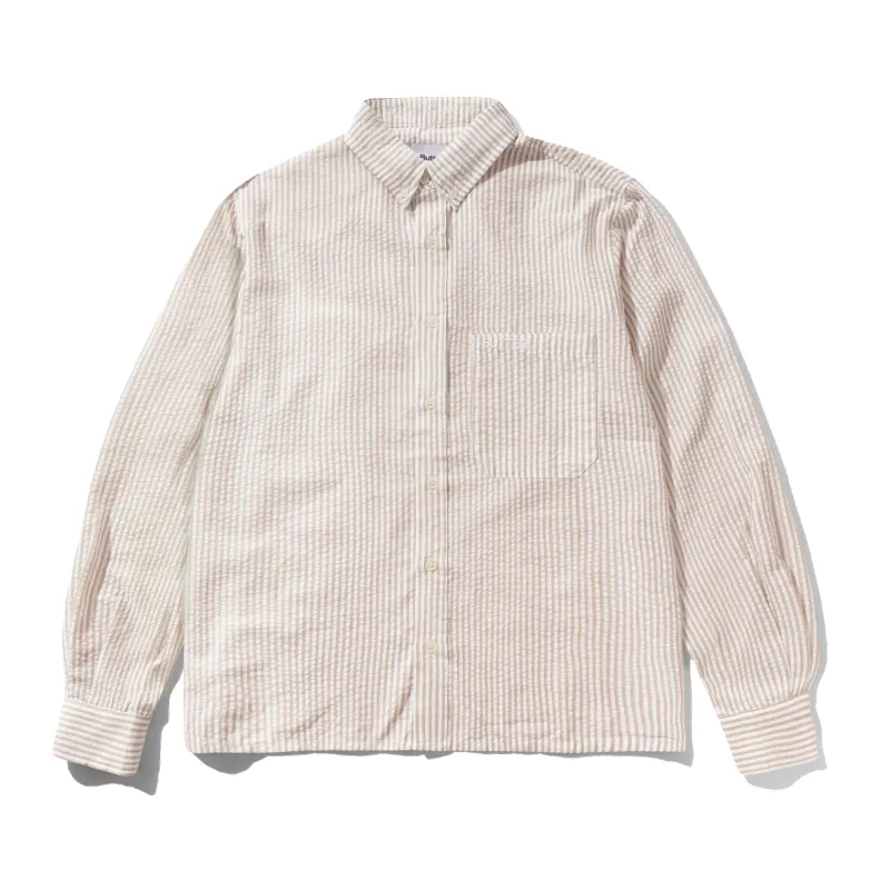 Seersucker Striped Shirt, Brown made by Butter