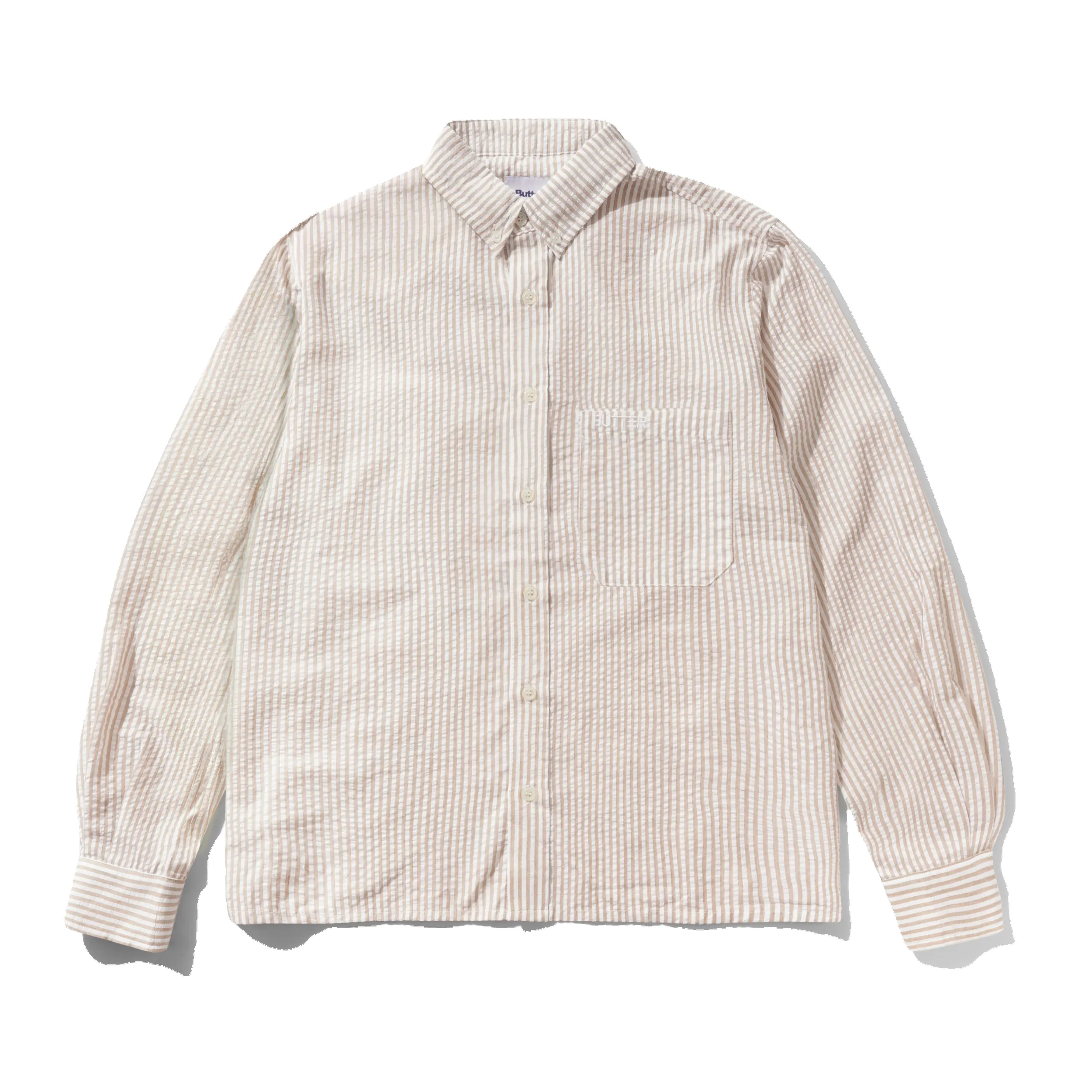 Seersucker Striped Shirt, Brown sold by Butter