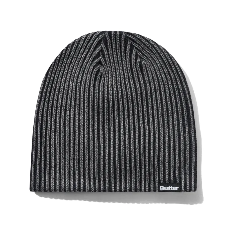 Ribbed Skully Beanie, Washed Black made by Butter