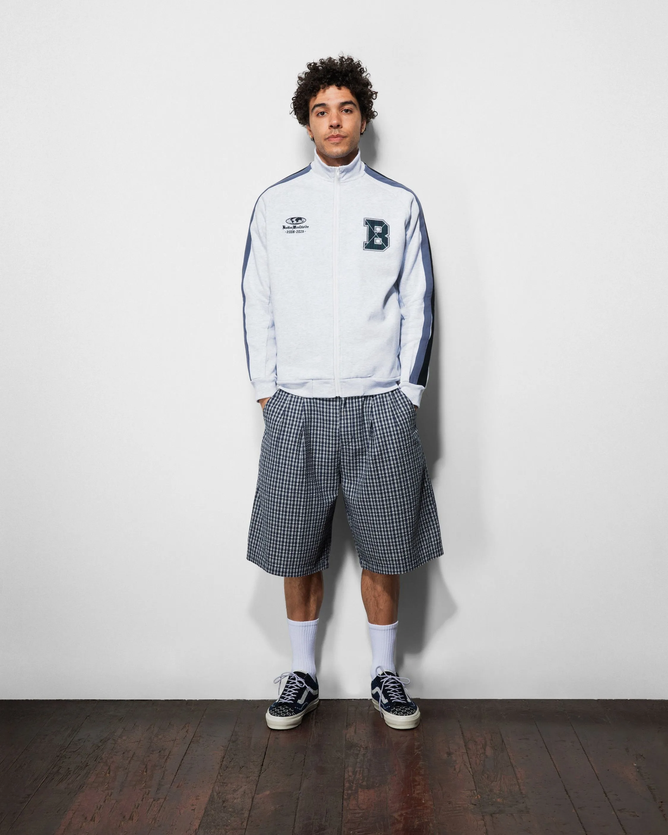Pleated Shorts, Navy Plaid sold by Butter product image thumbnail 3