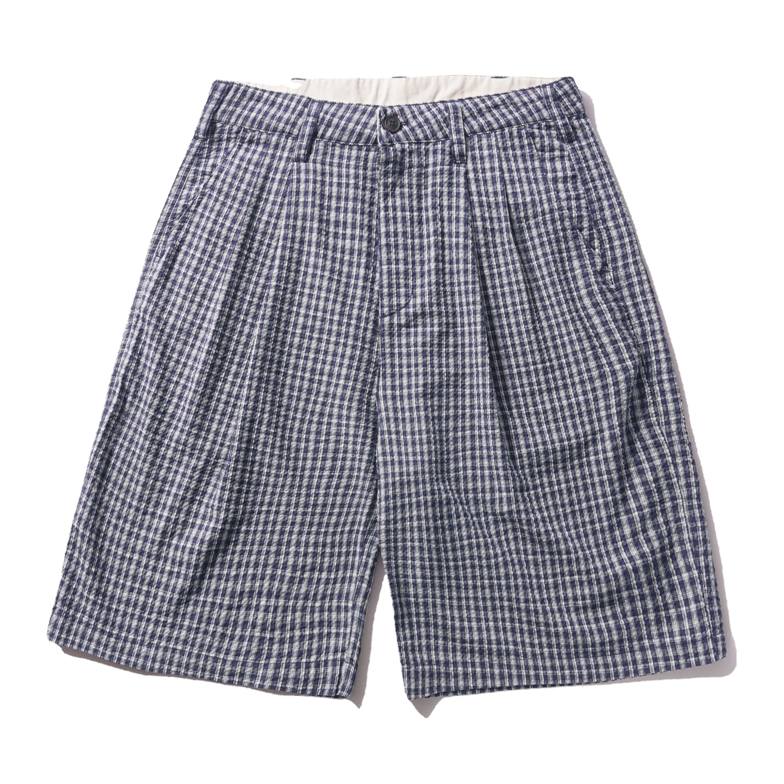 Pleated Shorts, Navy Plaid sold by Butter