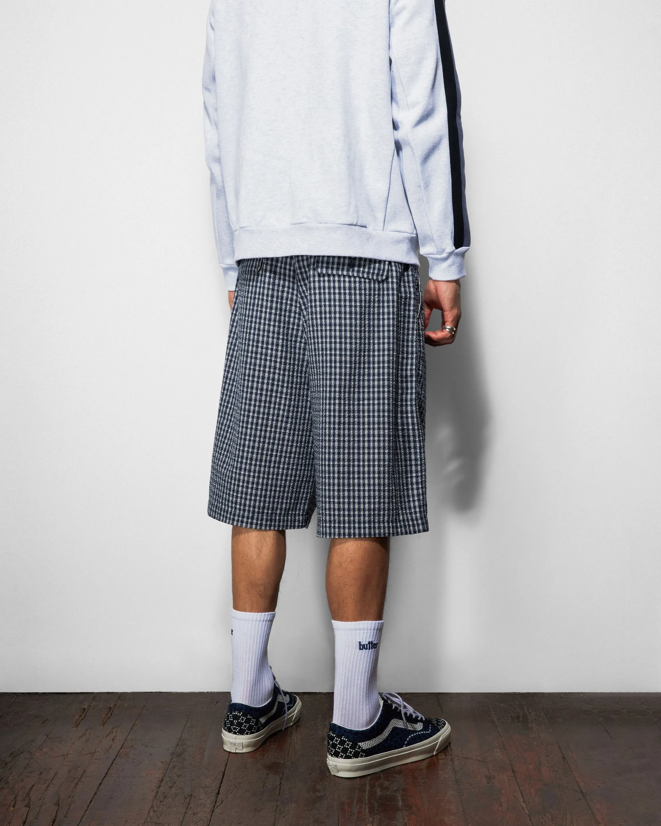 Pleated Shorts, Navy Plaid sold by Butter product image thumbnail 4