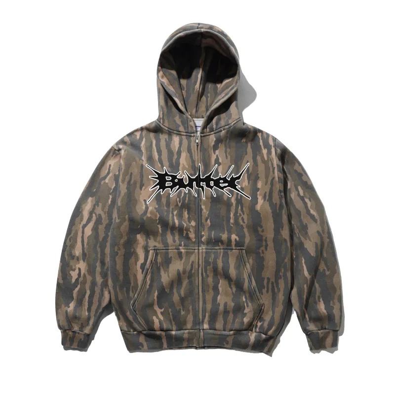 Nail Logo Zip-Thru Hood, Frog Camo made by Butter