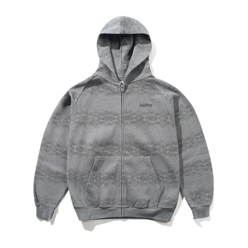 Faded Waffle Zip-Thru Hood, Washed Grey made by Butter