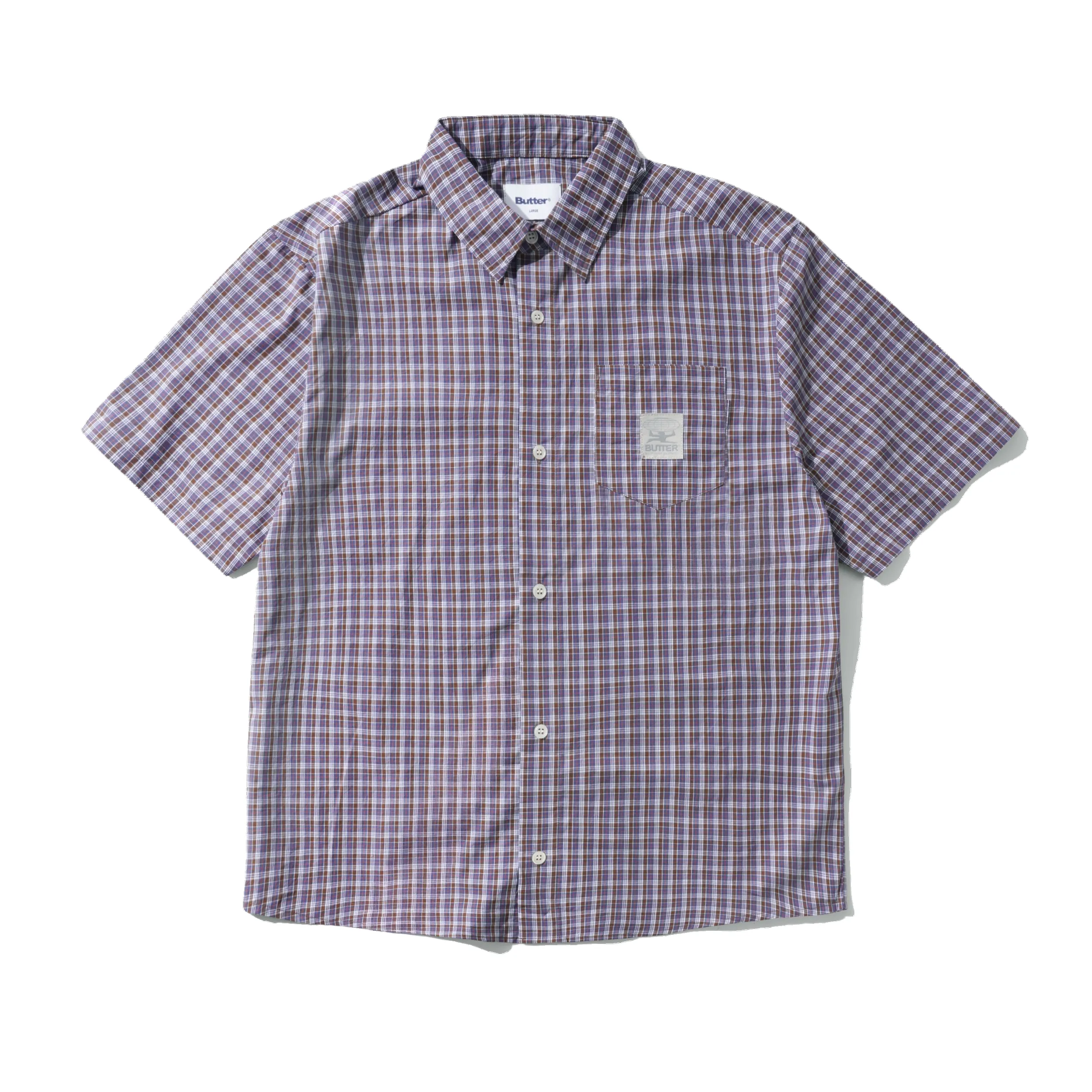 Equipment S/S Shirt, Navy / Brown sold by Butter