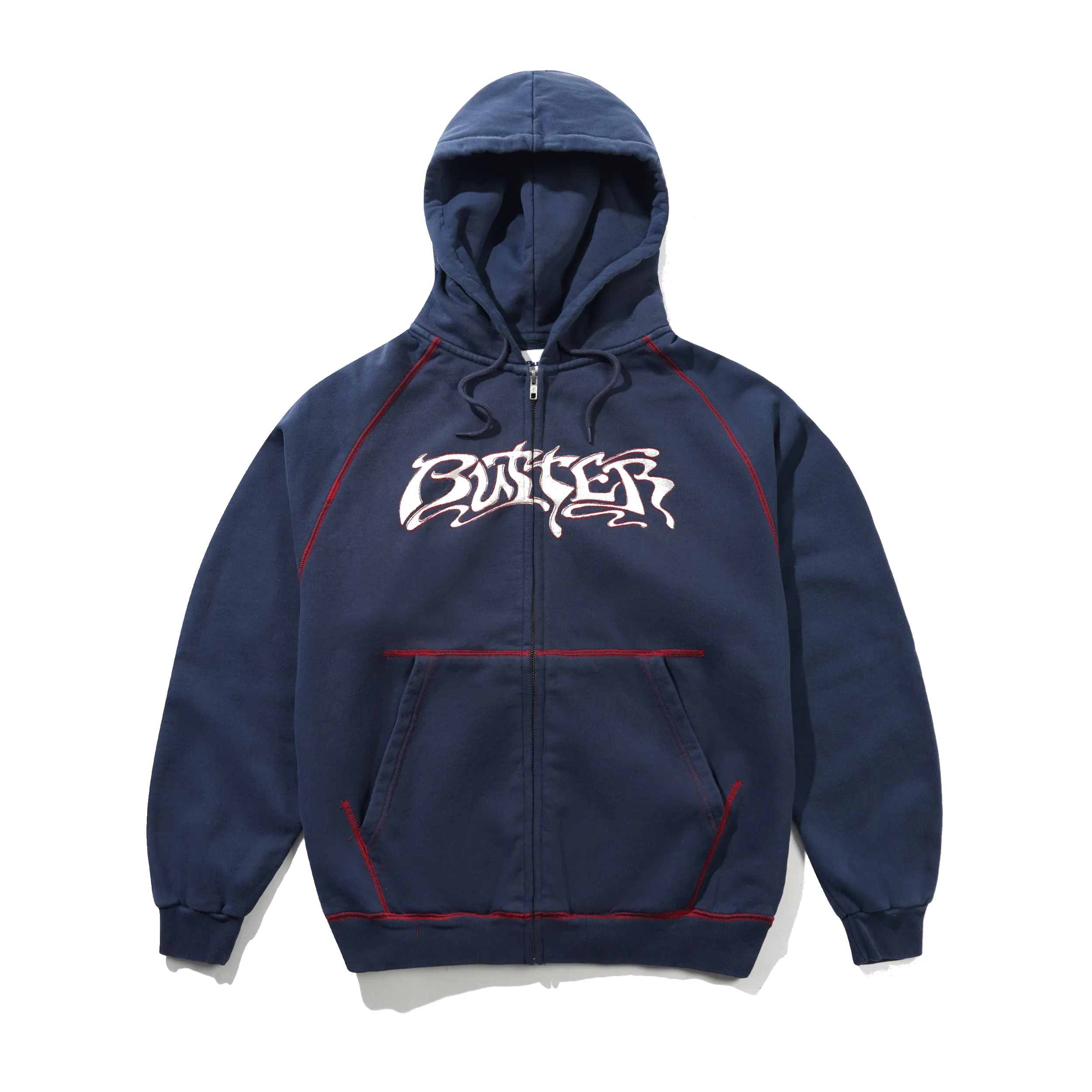 Drummer Zip-Thru Hood, Washed Navy sold by Butter