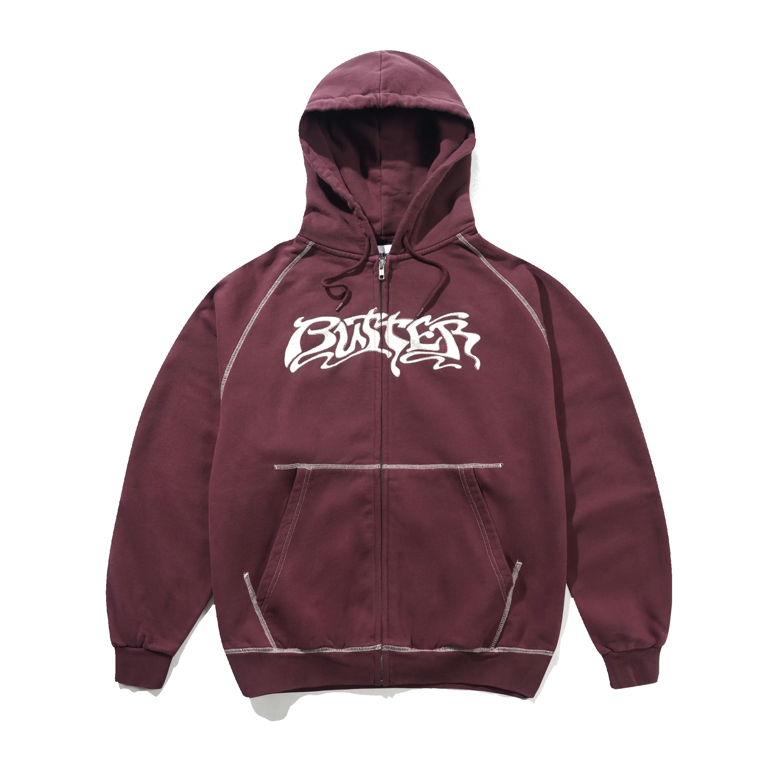 Drummer Zip-Thru Hood, Washed Rhubarb sold by Butter